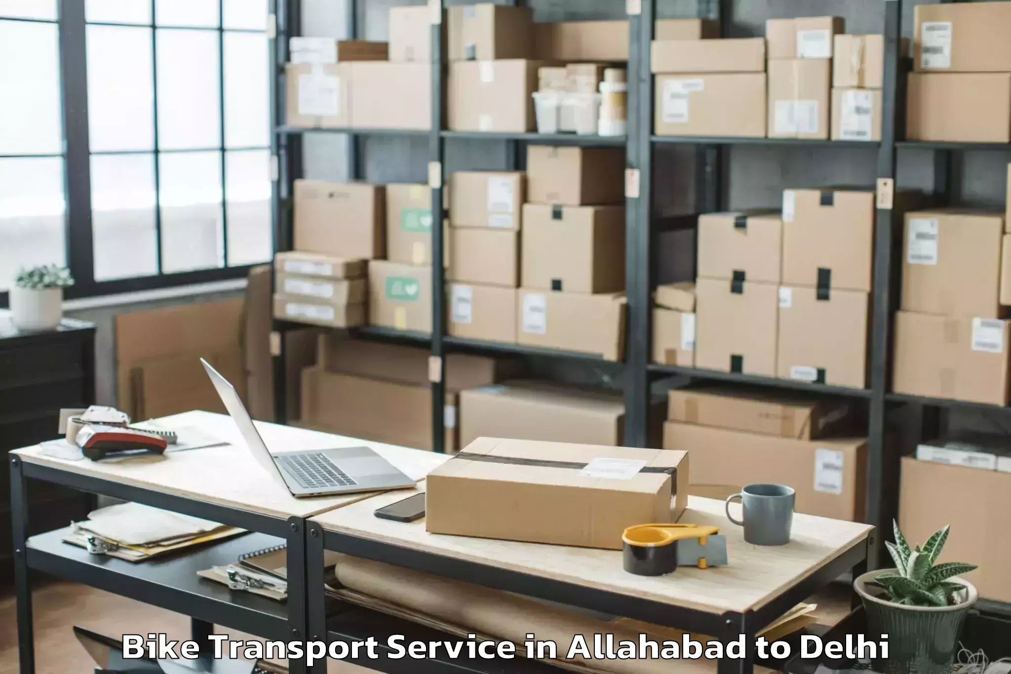 Book Allahabad to East Delhi Mall Bike Transport Online